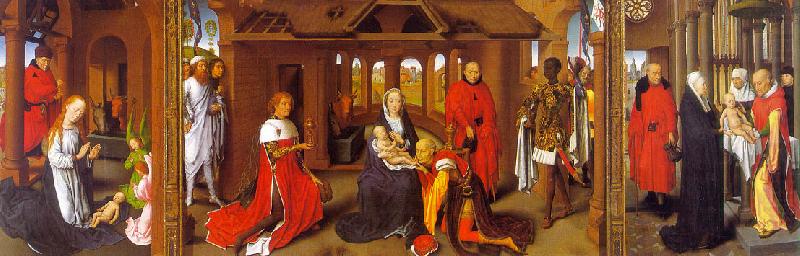 Triptych featuring The Nativity, The Adoration of the Magi The Presentation in the Temple, Hans Memling